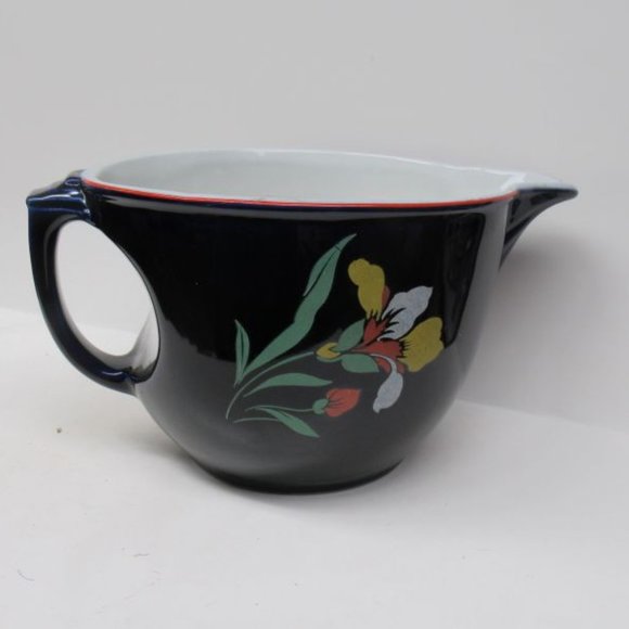 Hall China Cobalt BLUE BLOSSOM Handled Batter Pitcher, Made In U.S.A. - Picture 2 of 7